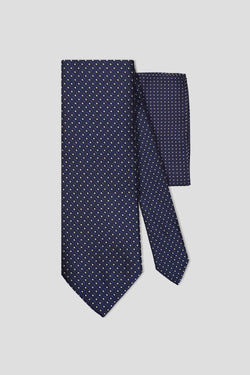 Slips & lommekluds pakke (Navy & guld prikket)