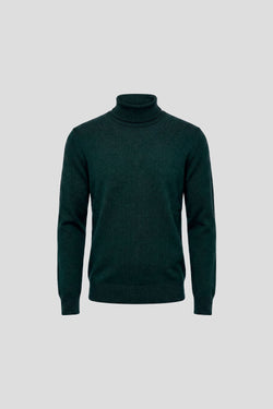 Dunkelgrüner Rollkragenpullover