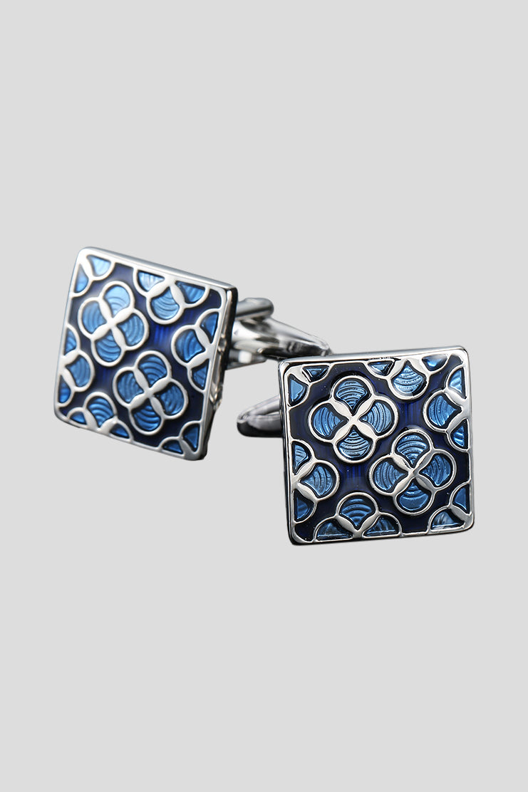 Blomstret blå manchetknapper PVD