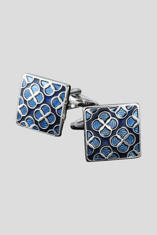 Blomstret blå manchetknapper PVD