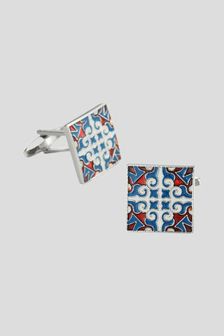 Blå & røde manchetknapper PVD