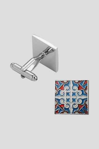 Blå & røde manchetknapper PVD