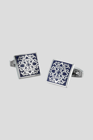 Blomstret sølv manchetknapper PVD