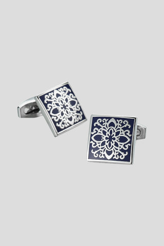 Blomstret sølv manchetknapper PVD