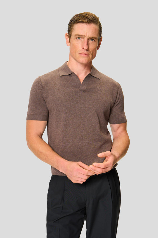 Kortærmet brun polo