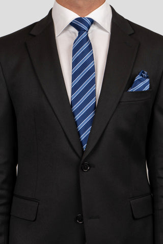 Slips & lommekluds pakke (Blå & hvid stribet) suitclub.dk