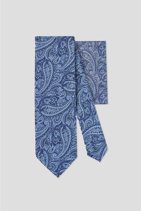 Slips & lommekluds pakke (Blå paisley)