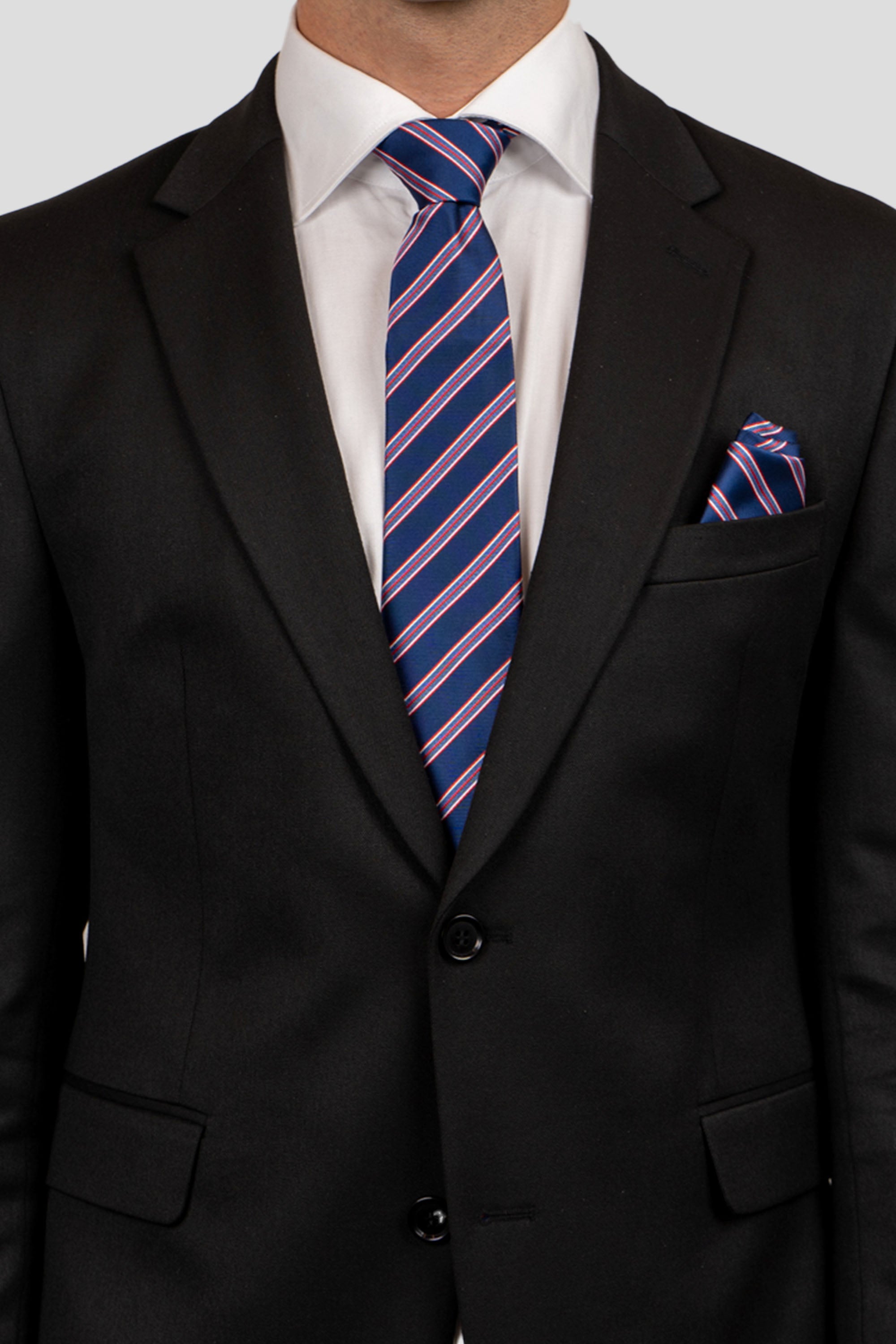 Slips & lommekluds pakke (Blå & rød stribet) suitclub.dk