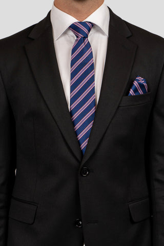 Slips & lommekluds pakke (Blå & rød stribet) suitclub.dk