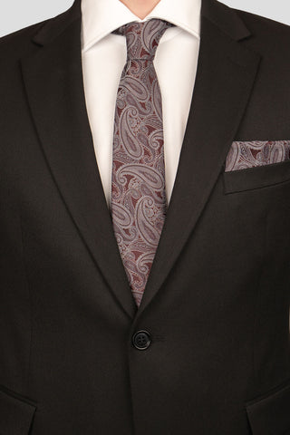 Bordeaux & grå paisley slips PVD