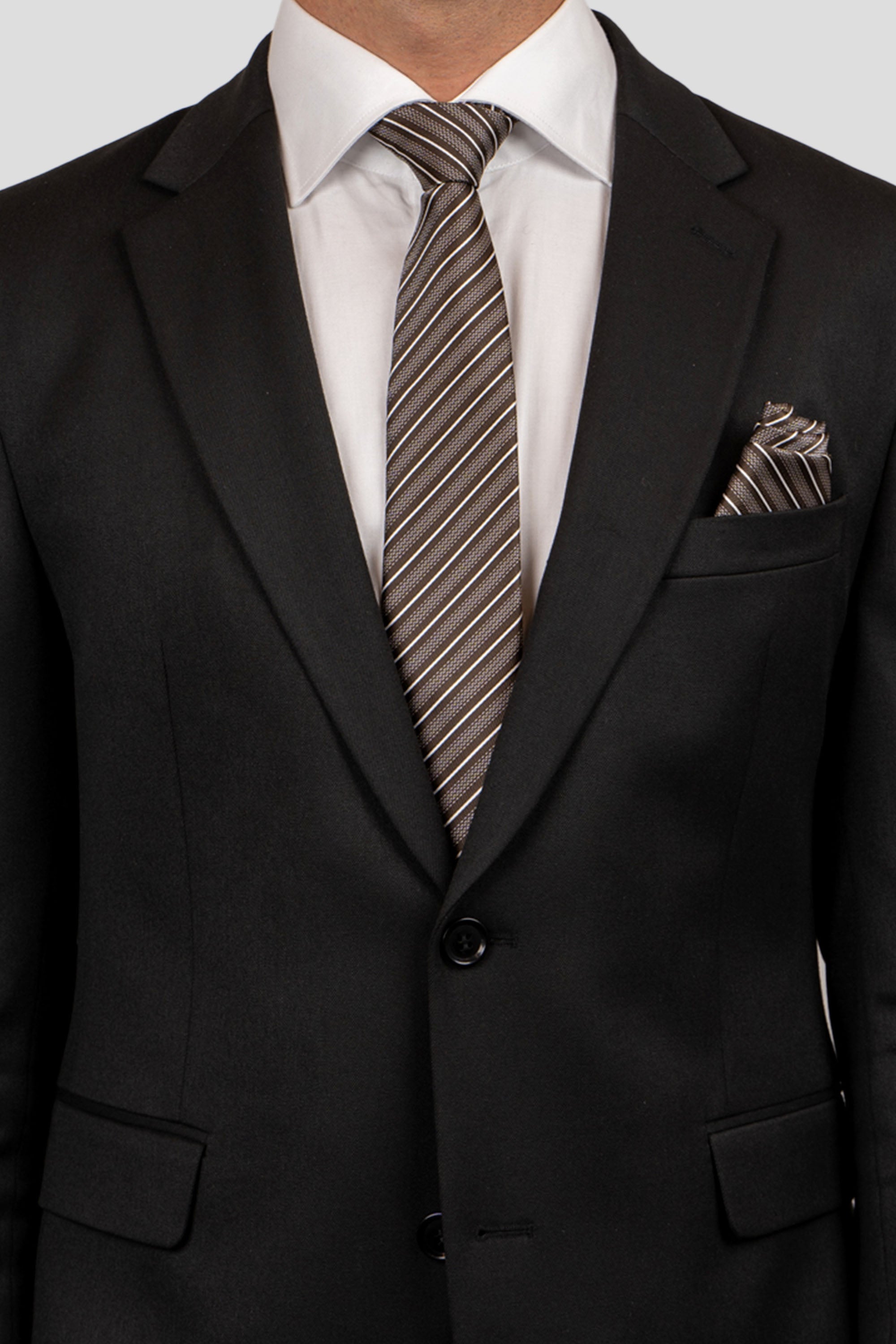 Slips & lommekluds pakke (Brun & hvid stribet) suitclub.dk