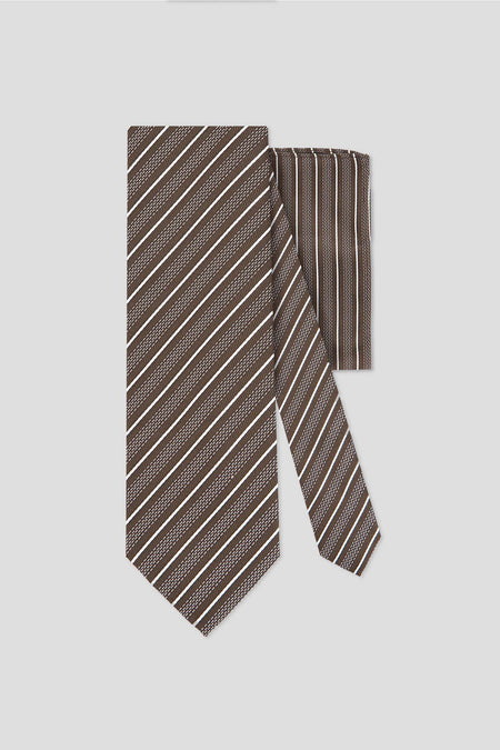 Slips & lommekluds pakke (Brun & hvid stribet)