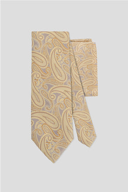 Slips & lommekluds pakke (Gul paisley)