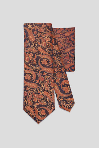 Slips & lommekluds pakke (Orange paisley) suitclub.dk