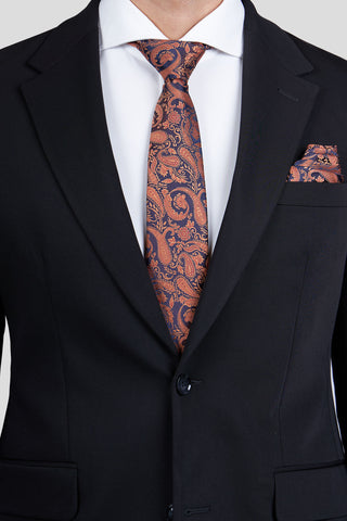 Slips & lommekluds pakke (Orange paisley) suitclub.dk