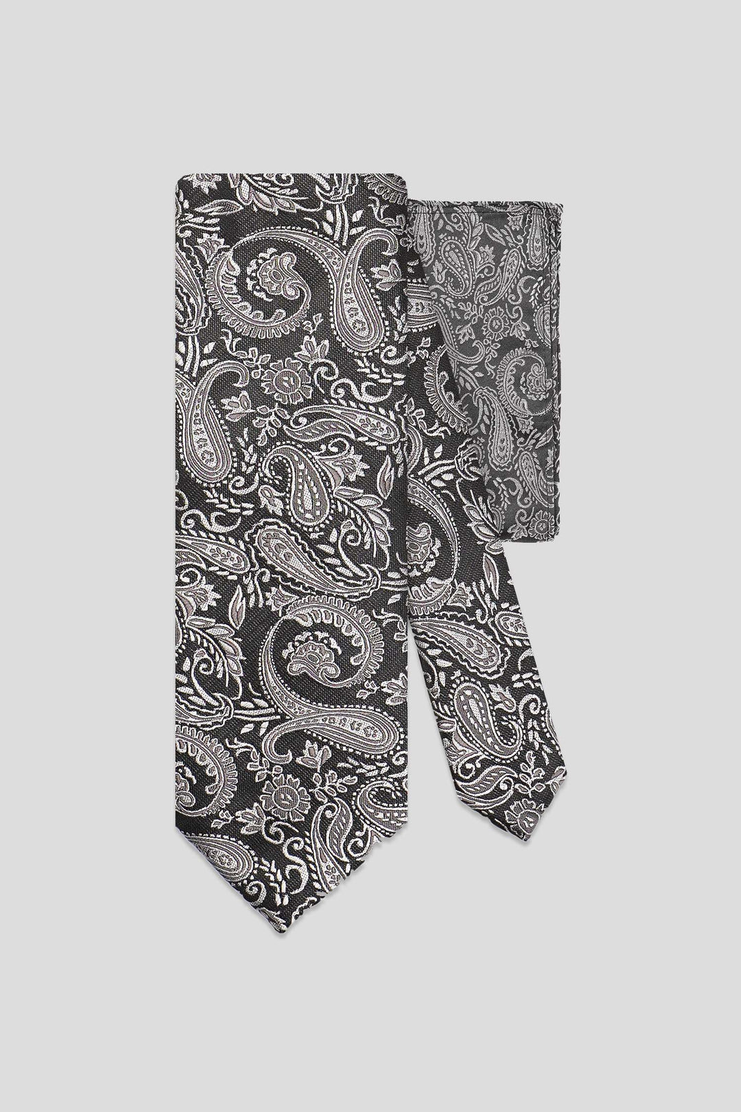 Slips & lommekluds pakke (Sort & beige paisley) suitclub.dk