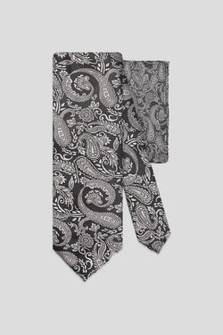Slips & lommekluds pakke (Sort & beige paisley)