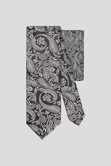 Slips & lommekluds pakke (Sort & beige paisley)