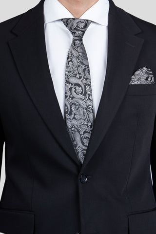 Slips & lommekluds pakke (Sort & beige paisley) suitclub.dk