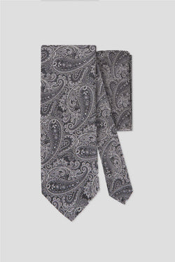Slips & lommekluds pakke (Sort & hvid paisley)
