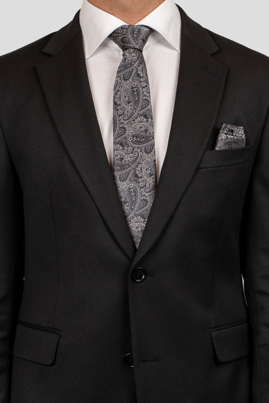 Slips & lommekluds pakke (Sort & hvid paisley) suitclub.dk