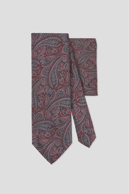 Slips & lommekluds pakke (Sort & rød paisley)
