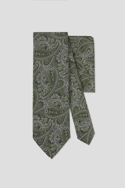 Slips & lommekluds pakke (grøn & hvid paisley)