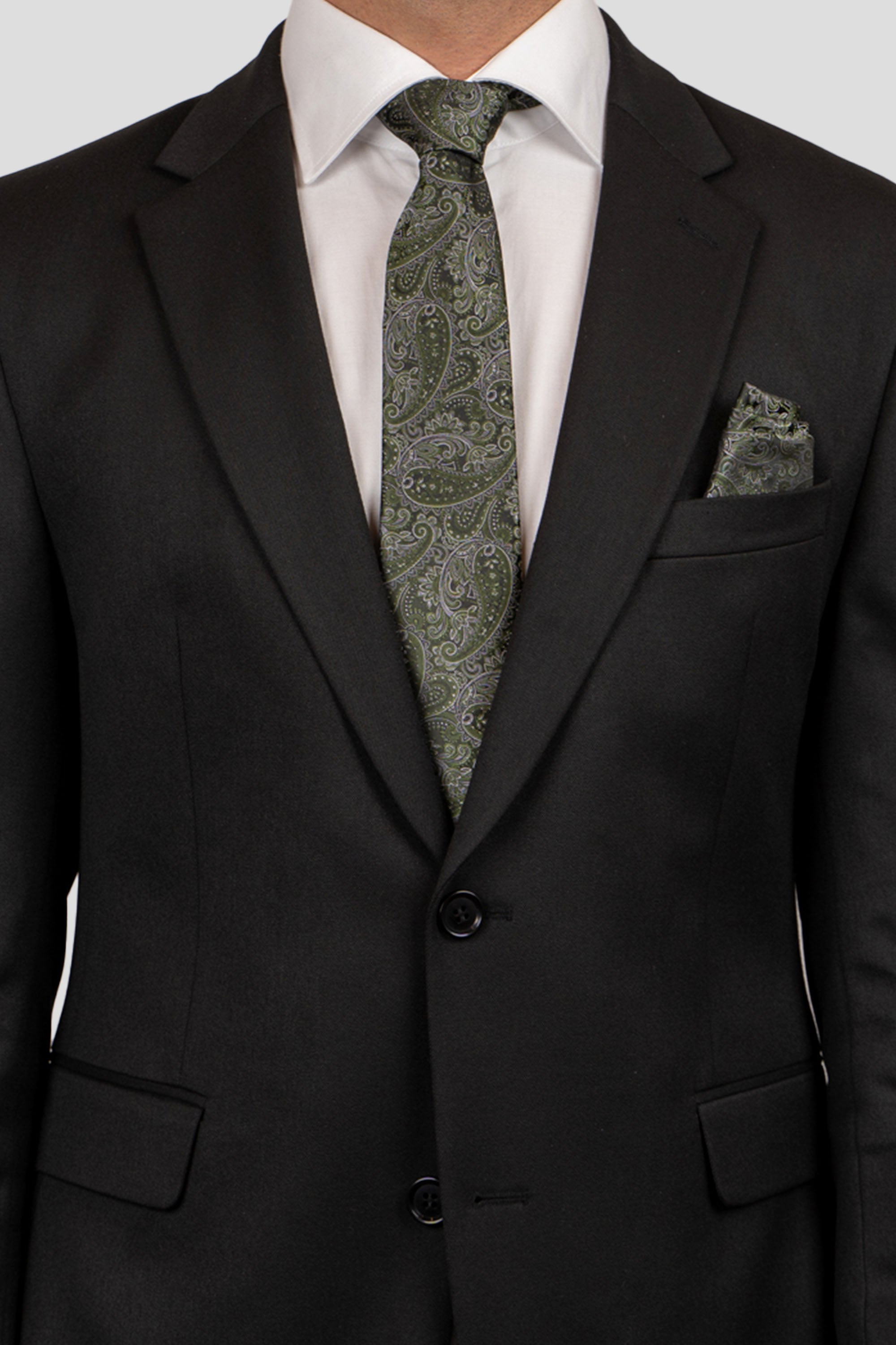 Slips & lommekluds pakke (grøn & hvid paisley) suitclub.dk