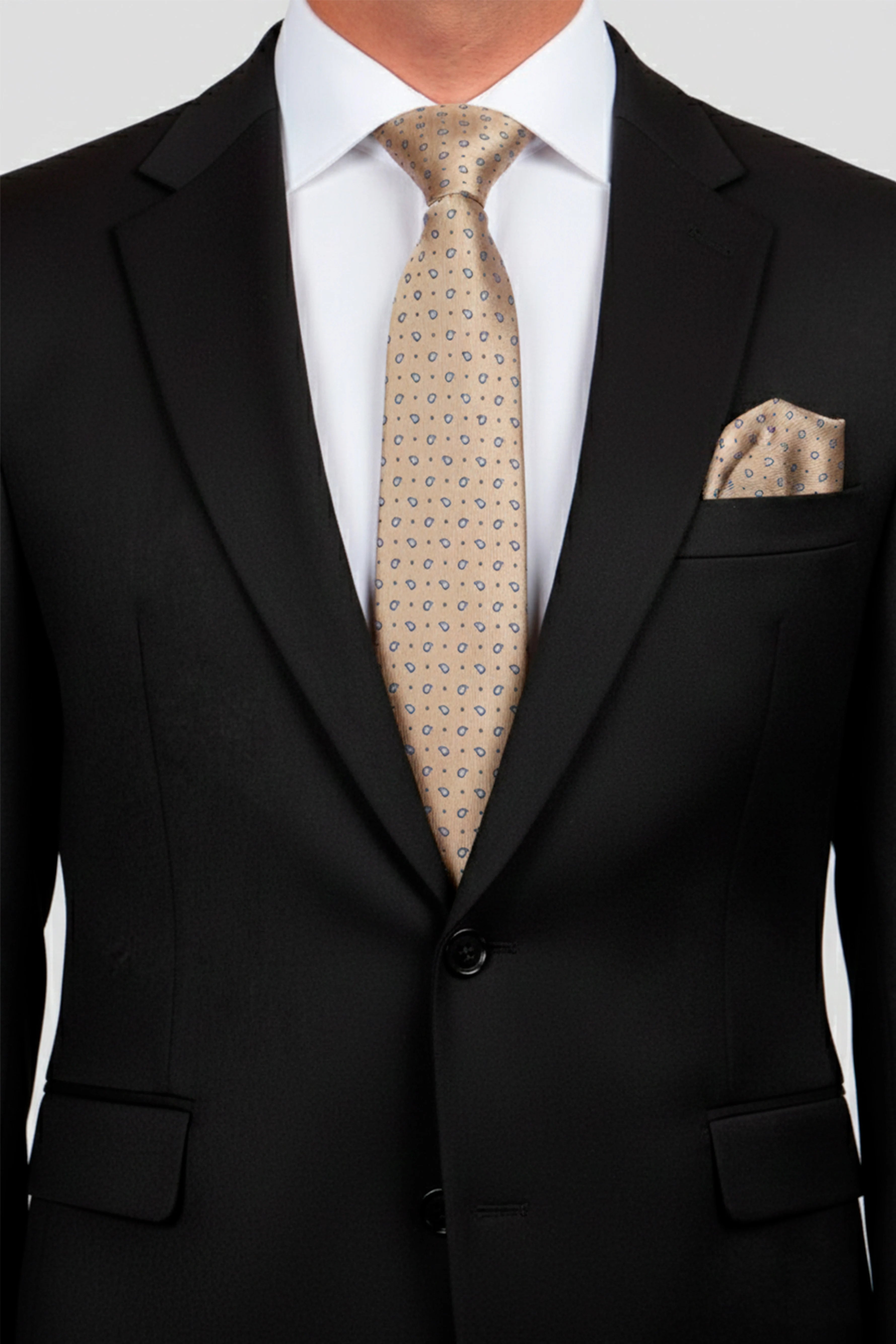 Slips & lommekluds pakke (Beige dråbemønster) suitclub.dk