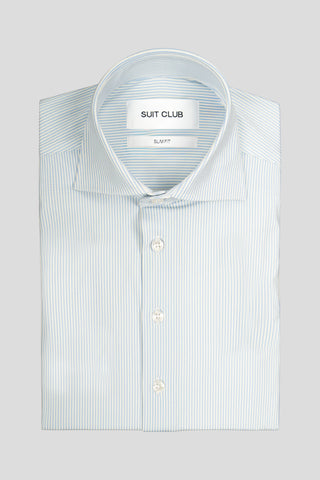 Signatur performance skjorte blå stribet slim Shirtmakers