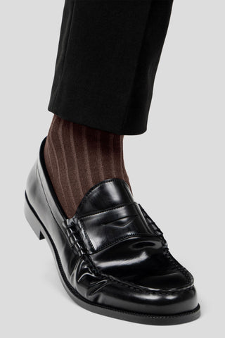 Brun ribbed strømper Lindner