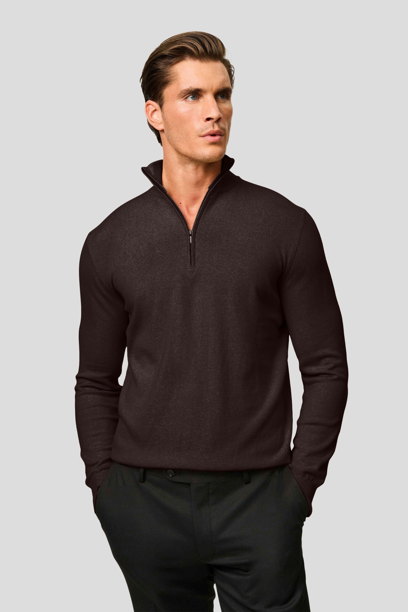 Brun half-zip striktrøje HVIID