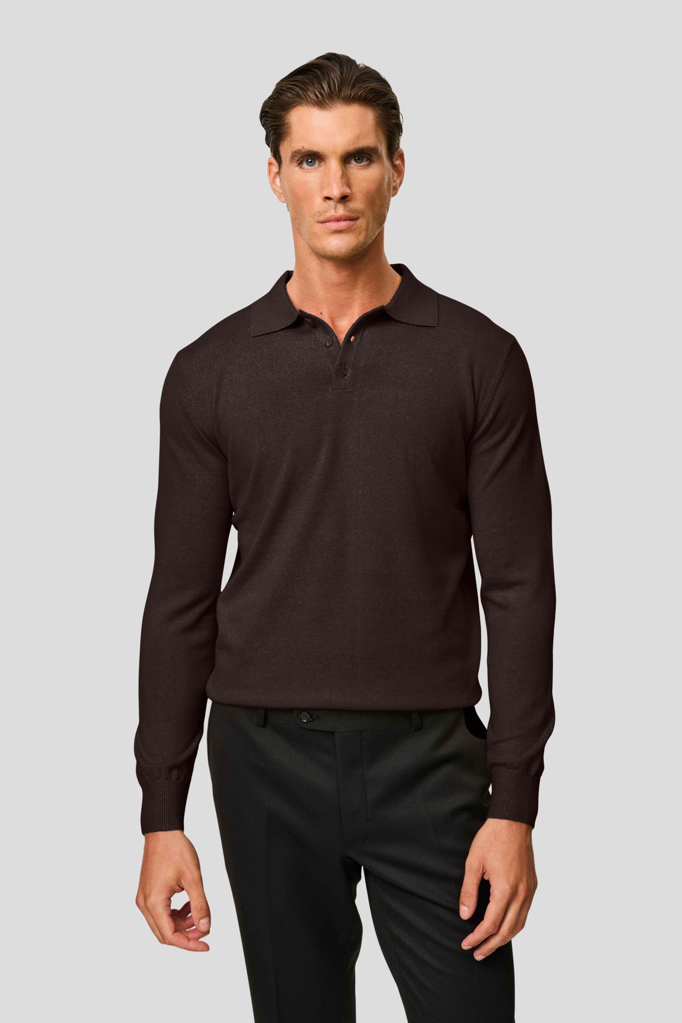 Brun langærmet polo HVIID
