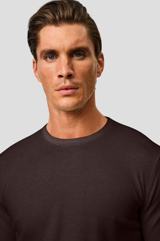 Brun o-neck striktrøje HVIID