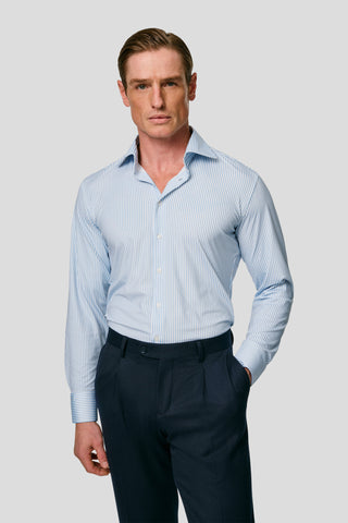 Signatur performance skjorte blå & hvid stribet slim Shirtmakers
