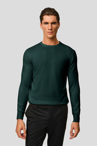 Mørkegrøn o-neck striktrøje HVIID