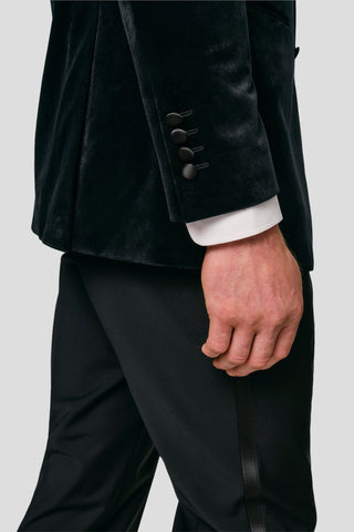 PREMIUM sort velour smoking jakkesæt PREMIUM