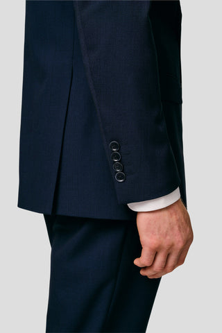 PRESTIGE navy dobbeltradet blazer med tern MBO