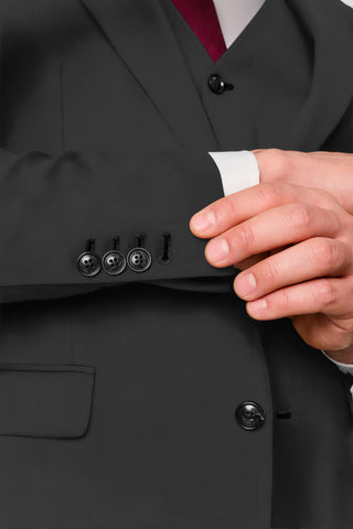 CUSTOM sort uld jakkesæt med sildeben SUIT CLUB