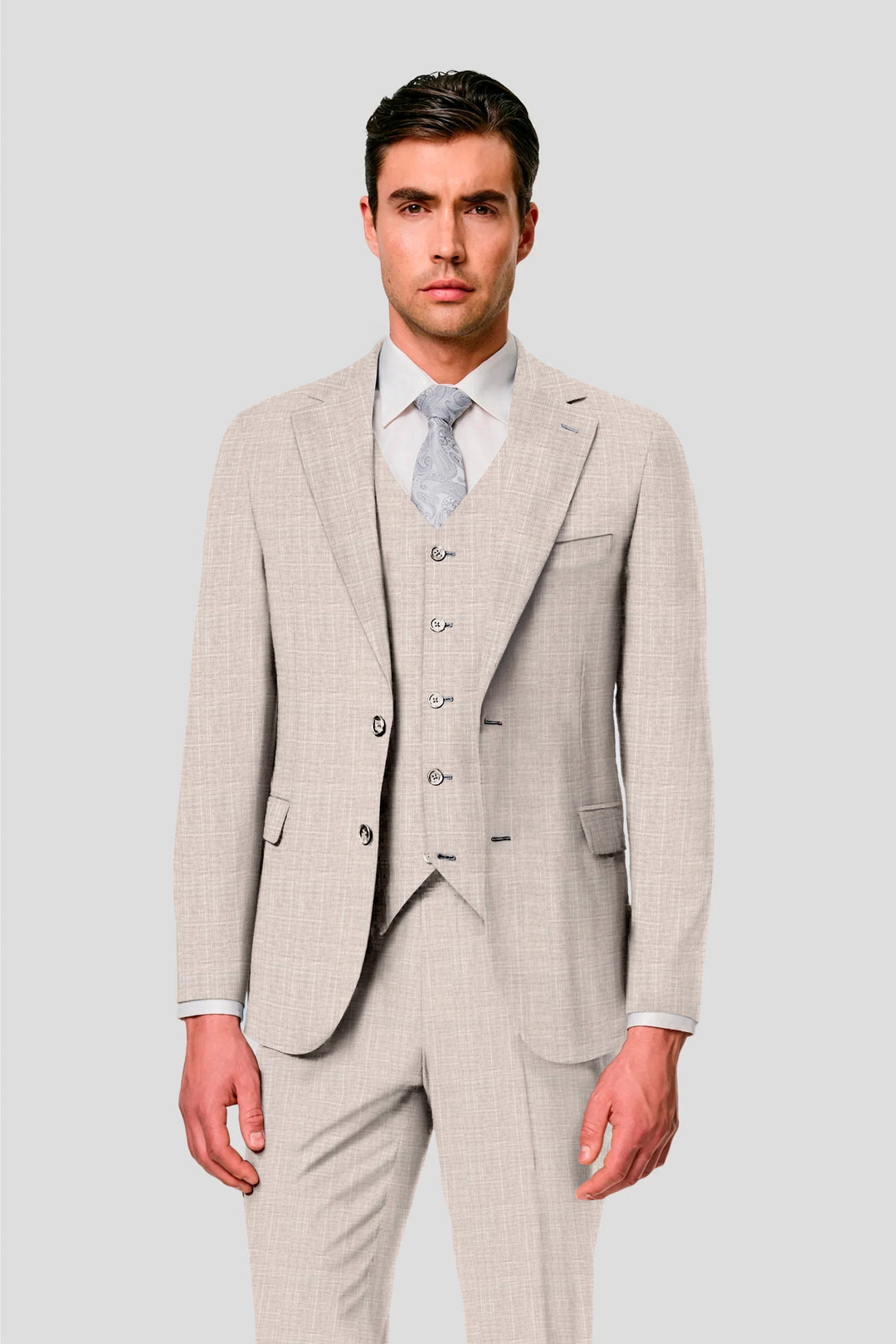 CUSTOM beige uld jakkesæt SUIT CLUB