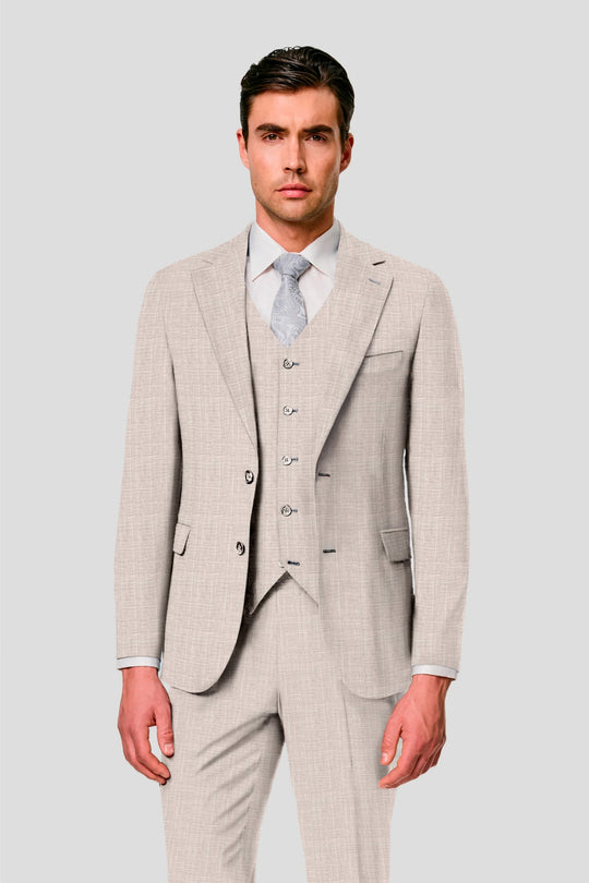 CUSTOM beige uld jakkesæt SUIT CLUB