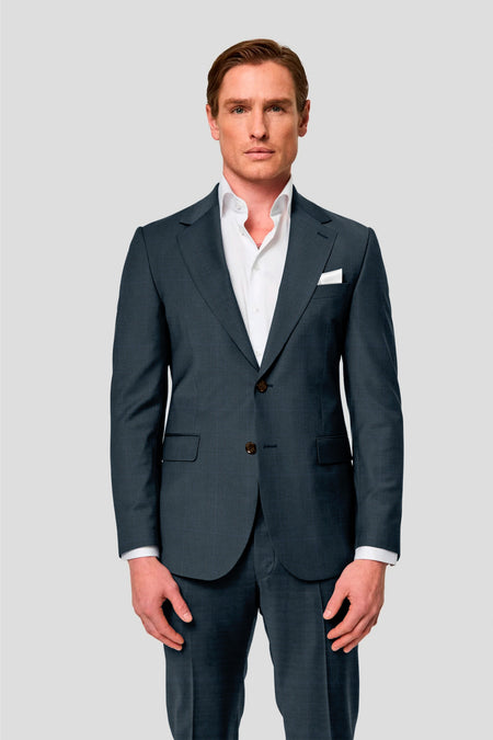 CUSTOM navy uld jakkesæt med tern