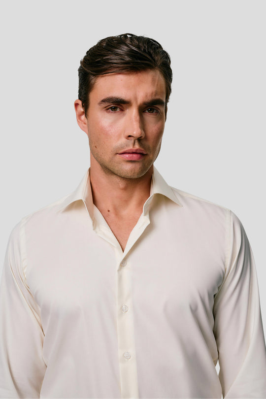Exclusive twill skjorte off-white slim Shirtmakers