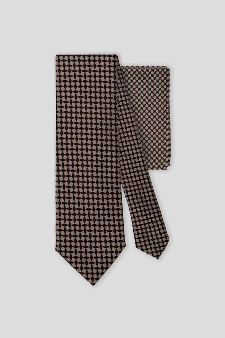 Slips & lommekluds pakke (Brun & beige geometri)
