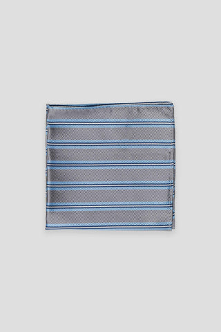 Grå & blå stribet silkelommeklud PVD