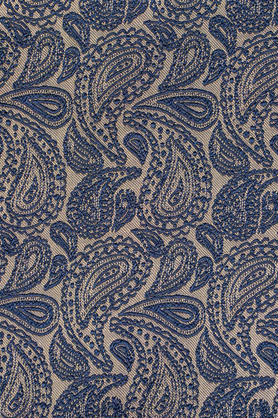 Slips & lommekluds pakke (Guld & blå paisley i silke)