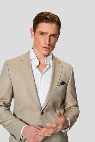 HERITAGE beige jakkesæt med sildeben MBO