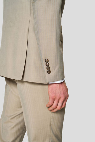 HERITAGE beige three-piece jakkesæt med sildeben MBO