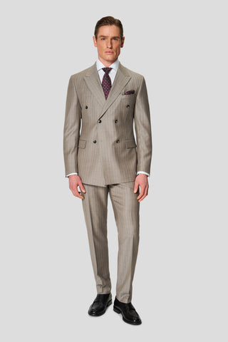 HERITAGE lysegrå dobbeltradet blazer med nålestriber MBO