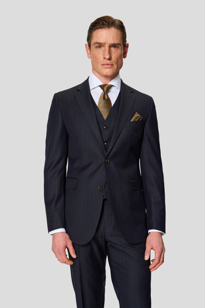 HERITAGE navy three-piece jakkesæt med nålestriber